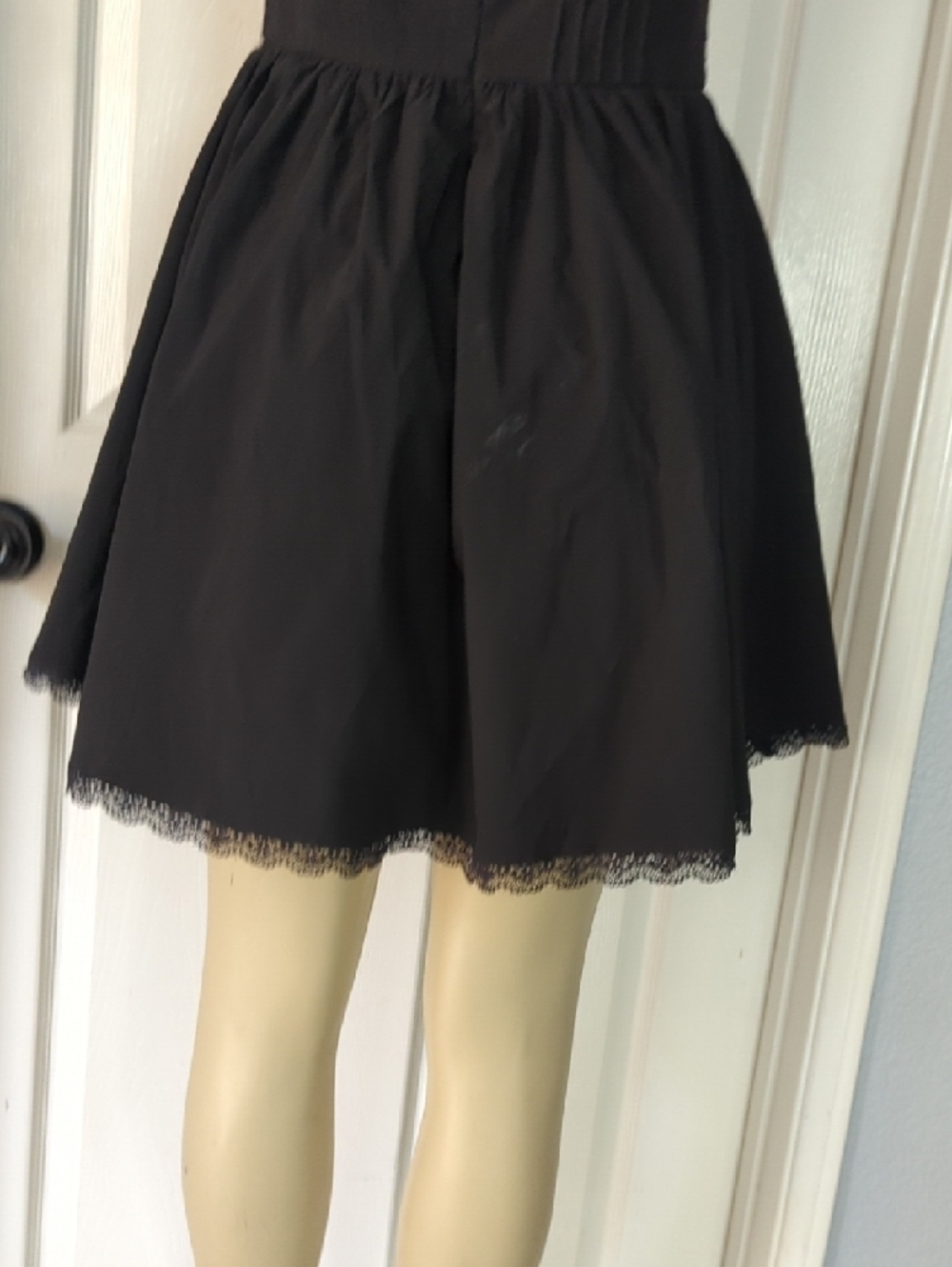 Black Ruffled Strap Mini Dress Pit To Pit 17 Inch Stretch - Picture 9 of 13
